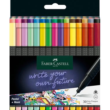 Faber-Castell, FABER-CASTELL Finepen Grip 0.4mm 151630 30 couleurs, Etui