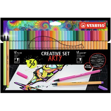 Stabilo, Stabilo Fasermaler Pen 68 Arty, 8868/36-1-20-6, (36 Stück assortiert)
