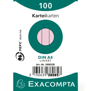 Exacompta, EXACOMPTA Karteikarten A8 38085SB rosa liniert 100 Stk.