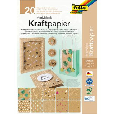 Folia, FOLIA Motivblock 48798 Kraftpapier, Kraftkarton