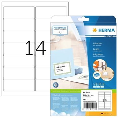 HERMA, HERMA Etiketten 5076 5076 99.1x38.1mm 350Stk. 25 Blatt