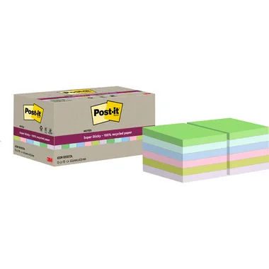 Post-it, POST-IT SuperSticky Notes 47.6x47.6mm 622 RSS12COL Recycling,assort. 12x70 Blatt