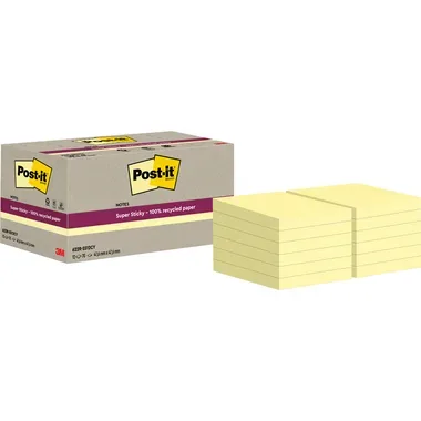 Post-it, POST-IT SuperSticky Notes 47.6x47.6mm 622 RSS12CY Recycling,gelb 12x70 Blatt