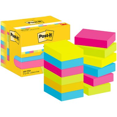 Post-it, POST-IT Notes Energetic 51x38mm 653-TFEN 4-farbig 12x100 Blatt