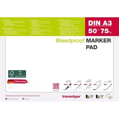 TRANSOTYPE, TRANSOTYPE Layoutpapier A3 25002 75g, weiss 50 Blatt