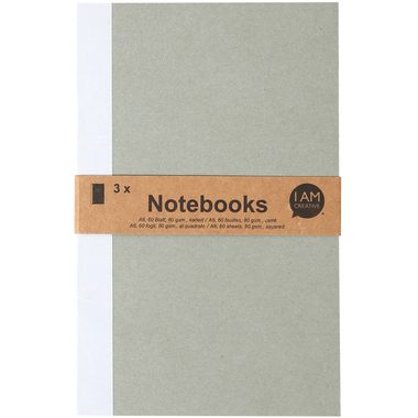 I am Creative, I AM CREATIVE Notizbuch A6 MAA4005.12 braun, 60 Seiten 3 St&uuml;ck