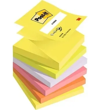 Post-it, POST-IT Z-Notes Super Sticky 76x76mm R330-NR 6-farbig neon 6x100 Blatt