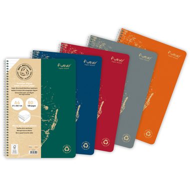 Clairefontaine, CLAIREFONTAINE Spiralheft FOREVER A4 68406C liniert, assortiert 60 Blatt