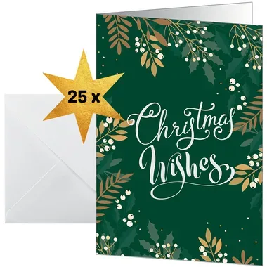 Sigel, SIGEL Weihnachtskarten A6 DS092 Bl&auml;tter und Zweige 25 St&uuml;ck
