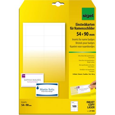 Sigel, SIGEL Namensschild LP898 54x90mm 100 St&uuml;ck