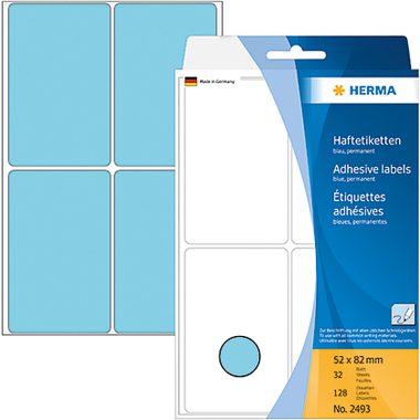 HERMA, HERMA Etiketten 52&times;82mm 2493 blau 128 St&uuml;ck