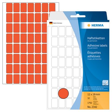 HERMA, HERMA Etiketten 12&times;18mm 2342 rot 1792 St&uuml;ck