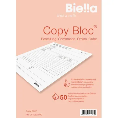 Biella, BIELLA Bestellschein COPY-BLOC D/F A5 510525.00 selbstdurchschreib. 50x2 Blatt