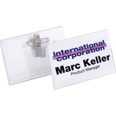 DURABLE, DURABLE Namensschild m. Kombiklemme 8157/19 transparent, 40x75mm 50 Stk.