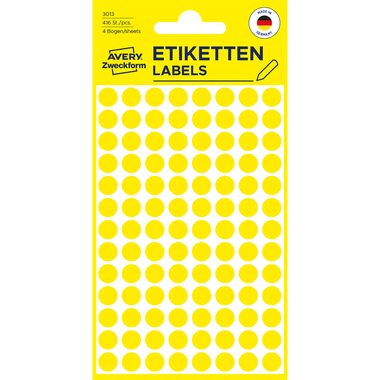 AVERY Zweckform, AVERY ZWECKFORM Markierungspunkte gelb 3013 8mm 416 St&uuml;ck