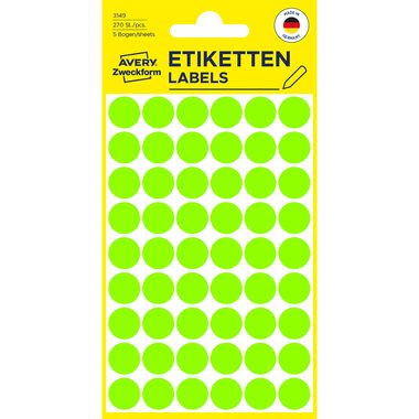 AVERY Zweckform, AVERY ZWECKFORM Markierungspunkte 12mm 3149Z gr&uuml;n 270 St&uuml;ck