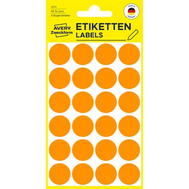 AVERY Zweckform, AVERY ZWECKFORM Markierungspunkte 18mm 3173Z orange 96 St&uuml;ck