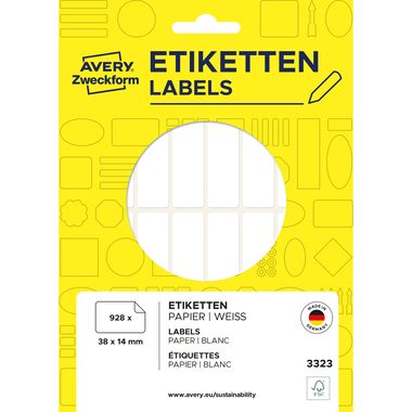 AVERY Zweckform, AVERY ZWECKFORM Universal-Etiketten 38x14mm 3323 weiss 928 St./29 Bl.