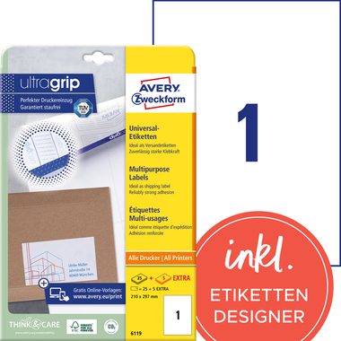 ZWECKFORM, Zweckform 6119Z Etiketten 210X297Mm ILK -