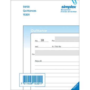 Simplex, SIMPLEX Quittungen F A6 15301F blau/weiss 50x2 Blatt
