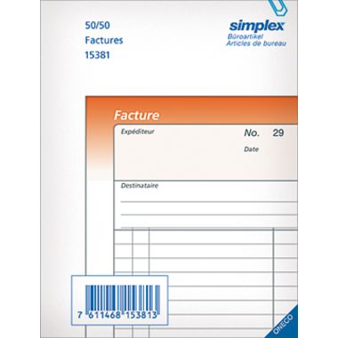 Simplex, SIMPLEX Rechnungen F A5 15401F orange/weiss 50x3 Blatt