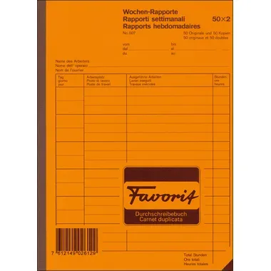 FAVORIT, FAVORIT Wochen-Rapport D/F/I A5 507 weiss 50x2 Blatt