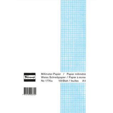 FAVORIT, FAVORIT Milimeterpapier Block A4 1776a weiss, 1mm, 80g/m2 100 Blatt