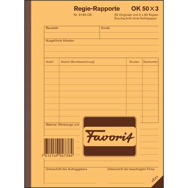 FAVORIT, FAVORIT Regierapport D/F/I A5 9183 OK weiss 50x3 Blatt