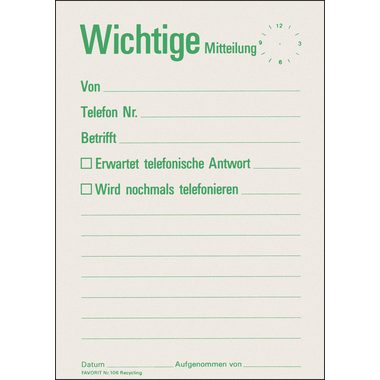 FAVORIT, FAVORIT Mitteilungsblock A6 106 recycling 60 Blatt