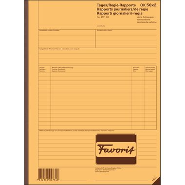 FAVORIT, FAVORIT Regierapport D/F/I A4 9171 OK weiss 50x2 Blatt