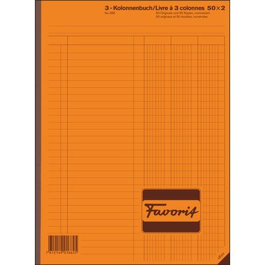 FAVORIT, FAVORIT Durchschreibebuch 3 Kolonnen 356 OK N weiss/weiss, nummeriert,D/F/I