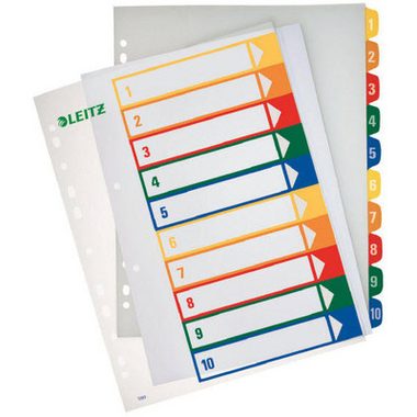 Leitz, LEITZ Register PC-beschriftbar A4 12930000 1-10 mehrfarbig