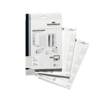 DURABLE, DURABLE Etiketten Badgemaker 1453/02 weiss, 75x40mm 20Bl./12Stk.