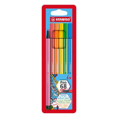STABILO, STABILO Fasermaler Pen 68 1mm 6806-1 6 Farben neon
