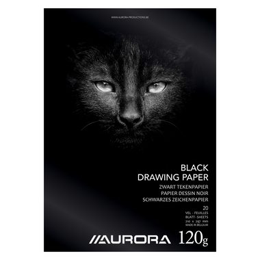 AURORA, AURORA Zeichenblock A4 BL43 schwarz, 120g 20 Blatt