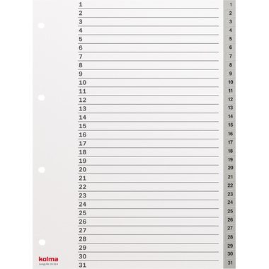 Kolma, KOLMA Register Longlife A4 19.314.03 grau, 1-31
