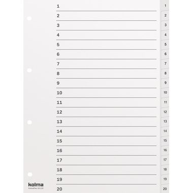 Kolma, KOLMA Register KolmaFlex A4 18.120.16 weiss, 1-20, 4-Loch