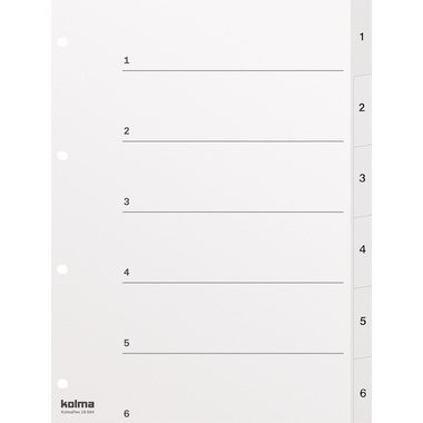 Kolma, KOLMA Register KolmaFlex A4 18.564.16 weiss, 1-6, 4-Loch