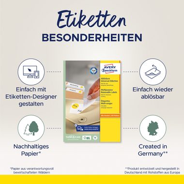 AVERY Zweckform, AVERY ZWECKFORM Universaletiketten 45,7x21,2mm L4736REV-100 weiss,non-perm. 4800S./100B.