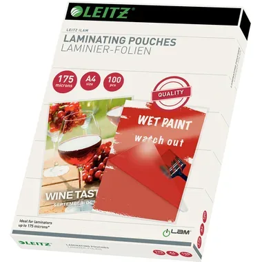 Leitz, Leitz -  Laminiertasche A4 16933 glanz, 175my 100 Stk, 100 Stück, Transparent