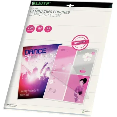 Leitz, LEITZ Laminiertasche A3 33836 glanz, 125my 25 Stk