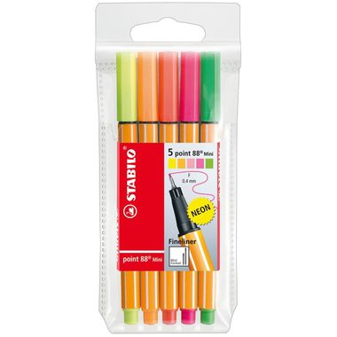 STABILO, STABILO Point 88 MINI 0,4mm 68805-1 neon 5er Etui
