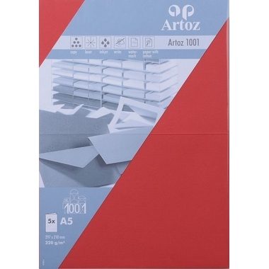 Artoz, ARTOZ Karten 1001 A5 107392265 220g, rot 5 Blatt