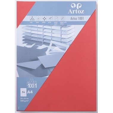 Artoz, ARTOZ Karten 1001 A4 107696145 220g. rot 5 Blatt