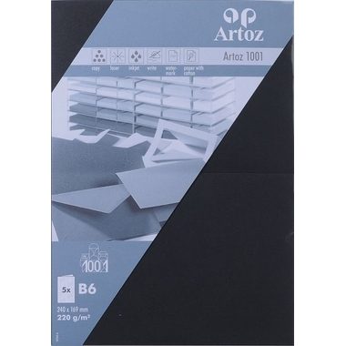 Artoz, ARTOZ Karten 1001 B6 107362262 220g, schwarz 5 Blatt