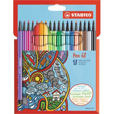 Stabilo, STABILO® Filzstifte PEN 68 mit 18 Farben