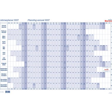 BEREC Jahresplaner quer 2027 B 5666/27 1J/1S blau 60x90cm