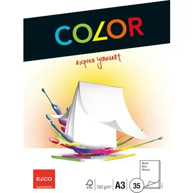 Elco, ELCO Zeichenpapier A3 74645.10 120g, weiss 35 Blatt