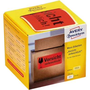 AVERY Zweckform, Avery-Zweckform 7211 Warnetiketten 100 x 50 mm Papier Neonrot 200 St. Permanent haftend