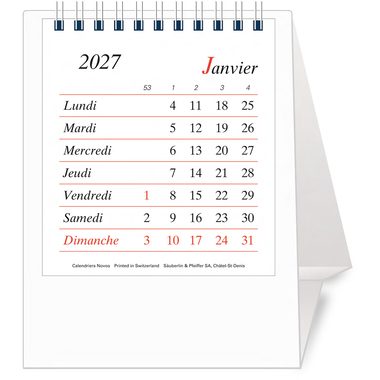 NOVOS, NOVOS Tischkal. Pro Bristol F. 2026 508066 1M/1S weiss FR 11.5x14cm